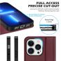 SHIELDON iPhone 14 Pro Wallet Case, iPhone 14 Pro Genuine Leather Cover Folio Case with Magnetic Closure - Wine Red