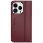 SHIELDON iPhone 14 Pro Wallet Case, iPhone 14 Pro Genuine Leather Cover Folio Case with Magnetic Closure - Wine Red