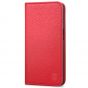 SHIELDON iPhone 14 Pro Wallet Case, iPhone 14 Pro Genuine Leather Cover Folio Case with Magnetic Closure - Red - Litchi Pattern