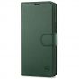 SHIELDON iPhone 14 Pro Max Wallet Case, iPhone 14 Pro Max Genuine Leather Cover with Magnetic Clasp Closure Flip Case - Midnight Green