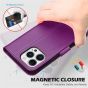 SHIELDON iPhone 14 Pro Max Wallet Case, iPhone 14 Pro Max Genuine Leather Cover with Magnetic Clasp Closure Flip Case - Light Purple