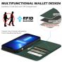 SHIELDON iPhone 14 Pro Max Wallet Case, iPhone 14 Pro Max Genuine Leather Folio Cover - Midnight Green