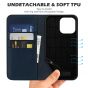 SHIELDON iPhone 14 Pro Max Wallet Case, iPhone 14 Pro Max Genuine Leather Folio Cover - Navy Blue