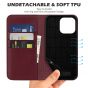 SHIELDON iPhone 14 Pro Max Wallet Case, iPhone 14 Pro Max Genuine Leather Folio Cover - Wine Red