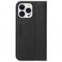 SHIELDON iPhone 14 Pro Max Wallet Case, iPhone 14 Pro Max Genuine Leather Folio Cover - Black - Litchi Pattern