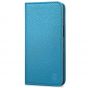 SHIELDON iPhone 14 Pro Max Wallet Case, iPhone 14 Pro Max Genuine Leather Folio Cover - Light Blue - Litchi Pattern