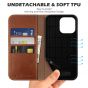 SHIELDON iPhone 14 Pro Max Wallet Case, iPhone 14 Pro Max Genuine Leather Folio Cover - Brown - Retro