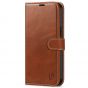 SHIELDON iPhone 14 Pro Max Wallet Case, iPhone 14 Pro Max Genuine Leather Cover with Magnetic Clasp Closure Flip Case - Brown - Retro