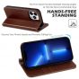 SHIELDON iPhone 14 Pro Max Wallet Case, iPhone 14 Pro Max Genuine Leather Folio Cover - Coffee - Retro