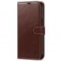 SHIELDON iPhone 14 Pro Max Wallet Case, iPhone 14 Pro Max Genuine Leather Cover with Magnetic Clasp Closure Flip Case - Coffee - Retro