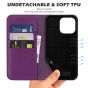 SHIELDON iPhone 14 Pro Max Wallet Case, iPhone 14 Pro Max Genuine Leather Folio Cover - Purple