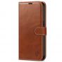 SHIELDON iPhone 14 Pro Wallet Case, iPhone 14 Pro Genuine Leather Cover with Magnetic Clasp - Brown - Retro