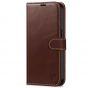 SHIELDON iPhone 14 Pro Wallet Case, iPhone 14 Pro Genuine Leather Cover with Magnetic Clasp - Coffee - Retro