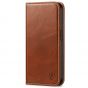 SHIELDON iPhone 14 Pro Wallet Case, iPhone 14 Pro Genuine Leather Cover Folio Case with Magnetic Closure - Brown - Retro