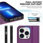 SHIELDON iPhone 14 Pro Wallet Case, iPhone 14 Pro Genuine Leather Cover Folio Case with Magnetic Closure - Purple