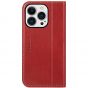 SHIELDON iPhone 14 Pro Wallet Case, iPhone 14 Pro Genuine Leather Cover Folio Case with Magnetic Closure - Red - Retro