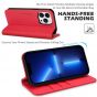 SHIELDON iPhone 13 Pro Wallet Case, iPhone 13 Pro Genuine Leather Cover with Magnetic Closure - Red - Litchi Pattern