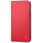 SHIELDON iPhone 13 Pro Wallet Case, iPhone 13 Pro Genuine Leather Cover with Magnetic Closure - Red - Litchi Pattern