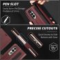 SHIELDON SAMSUNG Galaxy Z Fold4 5G Genuine Leather Wallet Case Cover with S Pen Holder, Folio Flip Style - Wine Red