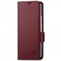 SHIELDON SAMSUNG Galaxy Z Fold4 5G Genuine Leather Wallet Case Cover with S Pen Holder, Folio Flip Style - Wine Red