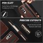 SHIELDON SAMSUNG Galaxy Z Fold4 5G Genuine Leather Wallet Case Cover with S Pen Holder, Folio Flip Style - Coffee - Retro