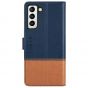 TUCCH SAMSUNG S21FE Wallet Case, SAMSUNG Galaxy S21 FE Case with Magnetic Clasp - Dark Blue & Brown
