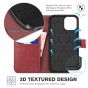 TUCCH iPhone 12 Mini 5.4-inch Flip Leather Wallet Case - Dark Red