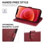 TUCCH iPhone 12 Mini 5.4-inch Flip Leather Wallet Case - Dark Red