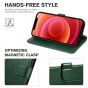 TUCCH iPhone 12 Mini 5.4-inch Flip Leather Wallet Case - Midnight Green