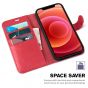 TUCCH iPhone 12 Mini 5.4-inch Flip Leather Wallet Case - Red