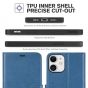 TUCCH iPhone 12 Mini 5.4-inch Flip Leather Wallet Case - Light Blue