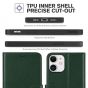 TUCCH iPhone 12 Mini 5.4-inch Flip Leather Wallet Case - Midnight Green