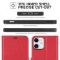 TUCCH iPhone 12 Mini 5.4-inch Flip Leather Wallet Case - Red