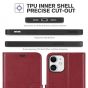 TUCCH iPhone 12 Wallet Case, iPhone 12 Pro Case, iPhone 12 / Pro 6.1-inch Flip Case - Dark Red