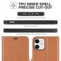 TUCCH iPhone 12 5G Wallet Case, iPhone 12 Pro 5G 6.1-inch Flip Case - Light Brown