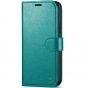 TUCCH iPhone 12 Wallet Case, iPhone 12 Pro Case, iPhone 12 / Pro 6.1-inch Flip Case - Cyan - Full Grain