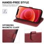 TUCCH iPhone 13 Mini Wallet Case, Mini iPhone 13 5.4-inch Leather Case, Folio Flip Cover with RFID Blocking, Stand, Credit Card Slots, Magnetic Clasp Closure - Dark Red