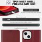 TUCCH iPhone 13 Mini Wallet Case, Mini iPhone 13 5.4-inch Leather Case, Folio Flip Cover with RFID Blocking, Stand, Credit Card Slots, Magnetic Clasp Closure - Dark Red