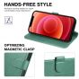 TUCCH iPhone 13 Mini Wallet Case, Mini iPhone 13 5.4-inch Leather Case, Folio Flip Cover with RFID Blocking, Stand, Credit Card Slots, Magnetic Clasp Closure - Myrtle Green