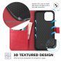 TUCCH iPhone 13 Mini Wallet Case, Mini iPhone 13 5.4-inch Leather Case, Folio Flip Cover with RFID Blocking, Stand, Credit Card Slots, Magnetic Clasp Closure - Bright Red