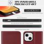 TUCCH iPhone 13 Mini Wallet Case, iPhone 13 Mini Flip Folio Book Cover, Magnetic Closure Phone Case - Dark Red