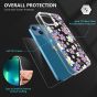 TUCCH iPhone 13 Clear TPU Case Non-Yellowing, Transparent Thin Slim Scratchproof Shockproof TPU Case with Tempered Glass Screen Protector for iPhone 13 5G - Pink Purple Flowers