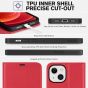 TUCCH iPhone 13 Wallet Case, iPhone 13 PU Leather Case, Folio Flip Cover with RFID Blocking, Credit Card Slots, Magnetic Clasp Closure - Bright Red