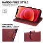 TUCCH iPhone 13 Wallet Case, iPhone 13 PU Leather Case, Folio Flip Cover with RFID Blocking, Credit Card Slots, Magnetic Clasp Closure - Dark Red