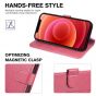 TUCCH iPhone 13 Wallet Case, iPhone 13 PU Leather Case, Folio Flip Cover with RFID Blocking, Credit Card Slots, Magnetic Clasp Closure - Hot Pink