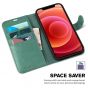 TUCCH iPhone 13 Wallet Case, iPhone 13 PU Leather Case, Folio Flip Cover with RFID Blocking, Credit Card Slots, Magnetic Clasp Closure - Myrtle Green