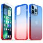 TUCCH iPhone 13 Pro Clear TPU Case Non-Yellowing, Transparent Thin Slim Scratchproof Shockproof TPU Case with Tempered Glass Screen Protector for iPhone 13 Pro 5G - Blue&Red