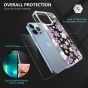 TUCCH iPhone 13 Pro Clear TPU Case Non-Yellowing, Transparent Thin Slim Scratchproof Shockproof TPU Case with Tempered Glass Screen Protector for iPhone 13 Pro 5G - Pink Purple Flowers