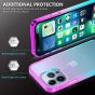 TUCCH iPhone 13 Pro Clear TPU Case Non-Yellowing, Transparent Thin Slim Scratchproof Shockproof TPU Case with Tempered Glass Screen Protector for iPhone 13 Pro 5G - Violet Blue