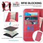 TUCCH iPhone 13 Pro Wallet Case, iPhone 13 Pro PU Leather Case, Folio Flip Cover with RFID Blocking and Kickstand - Bright Red